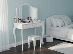 3-Mirror Dressing Table Set White - 79 cm