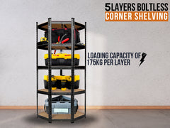 5-Layer Boltless Corner Shelving - Black