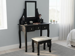 Dressing Table with Stool Black - 74.5 cm
