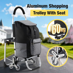 DS BD Shopping Cart Folding Trolley Dolly Grocery Bag Stair Climbing Wheels