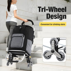 DS BD Shopping Cart Folding Trolley Dolly Grocery Bag Stair Climbing Wheels