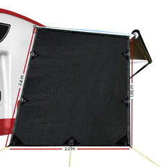 Black Caravan Privacy Screen 1.95 x 2.2M Wall or Side Sun Shade Roll Out