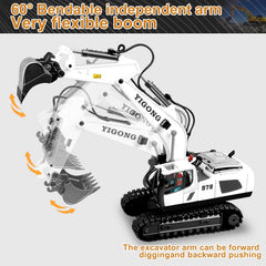 DS BS 11 Channel Remote Control Excavator Toy - White