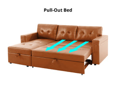 Auden Pull Out Sofa Bed with Storage Chaise PU - Brown