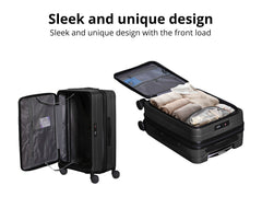 3-Piece Front Open Luggage Set – Black