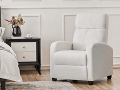 Austen Push Back Recliner Chair - White Boucle