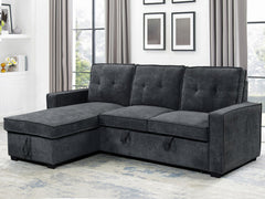 Collyn Chenille Sofa Bed with Left Chaise – Dark Grey