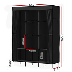 Artiss Clothes Wardrobe Storage Large Portable Organiser with Shelf Black