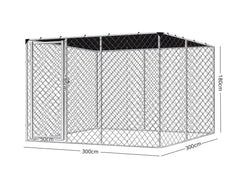 Dog Run with Shade Sail - 3m x 3m x 1.8m