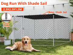 Dog run D with shade sail 2.3x2.3x1.2m