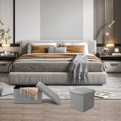 DS BS 76CM Storage Ottoman Double Foot Rest-Grey