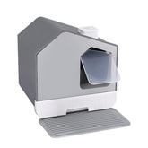 Cat Litter Box Large Tray Kitty Toilet Enclosed Cat Litter Box Hooded Scoop Mat