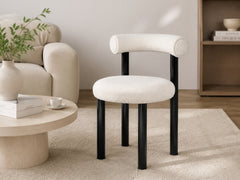 Boucle Velvet Dining Chair - White