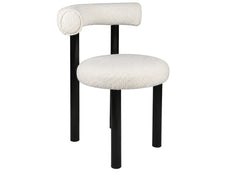 Boucle Velvet Dining Chair - White