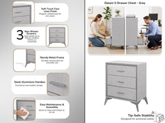 Delani 3-Drawer Chest - Grey