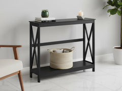 Console Table With Shelf - Black