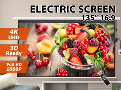 135 Inches Wide Screen Electric Motorized Projector Screen With Wireless Remote