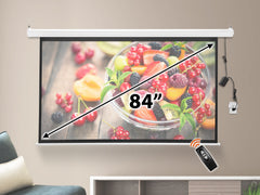 84 Inches Wide Screen Electric Motorized Projector Screen With Wireless Remote