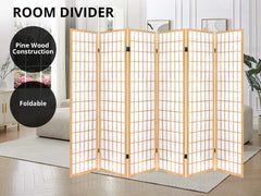 6-Panel Room Divider E P1 - Natural Wood