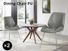 Dining Chair PU Grey - Set of 2