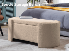 Boucle Storage Bench - Apricot