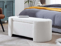 Boucle Storage Bench White