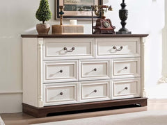 8-Drawer Chest - Antique White & Rustic Brown
