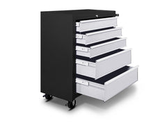5-Drawer Tool Cabinet - Black + Grey