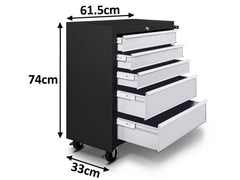 5-Drawer Tool Cabinet - Black + Grey
