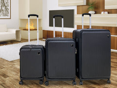 3-Piece Front Open Luggage Set – Black