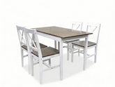 Ajax 5-Piece Dining Set - White & Teak