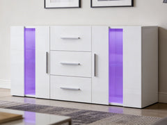 Anshos White Sideboard with LED Light - 135 cm