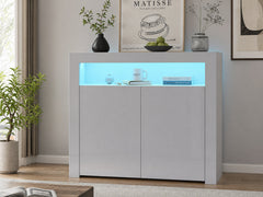 Anshos Buffet with LED Light White & Grey - 108 cm
