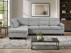Delano Sectional Linen Sofa with Left Chaise - Grey