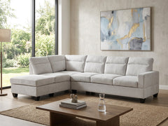 Delano Sectional Linen Sofa with Left Chaise - Beige