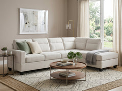 Delano Sectional Linen Sofa with Right Chaise - Beige