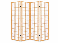 4-Panel Room Divider E P1 - Natural Wood