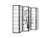 6-Panel Room Divider with Bamboo Pattern - Black