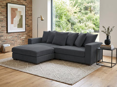 Daury L Shaped Sofa Corduroy - Dark Grey