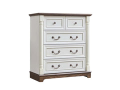 5-Drawer Chest - Antique White & Rustic Brown