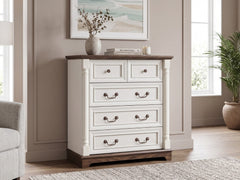 5-Drawer Chest - Antique White & Rustic Brown