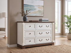 6-Drawer Chest - Antique White & Rustic Brown