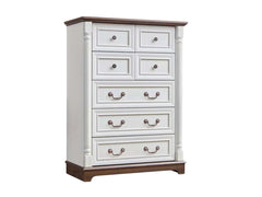 7-Drawer Chest - Antique White & Rustic Brown