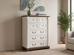 7-Drawer Chest - Antique White & Rustic Brown