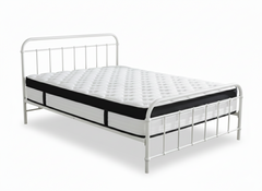 Darcy Metal Bed Frame White & Euro Top Mattress G31 - Queen