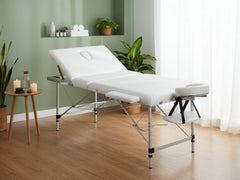 3-Fold Portable Aluminum Massage Table - White