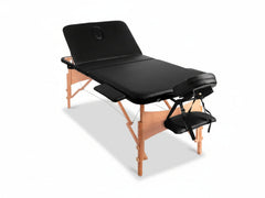 3-Fold Portable Wooden Massage Table - Black