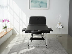 3-Fold Portable Aluminum Massage Table - Black