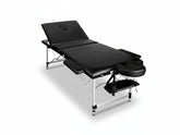 3-Fold Portable Aluminum Massage Table - Black