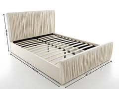 Blaine Velvet Bed Frame Beige & Bon15 Mattress - Queen